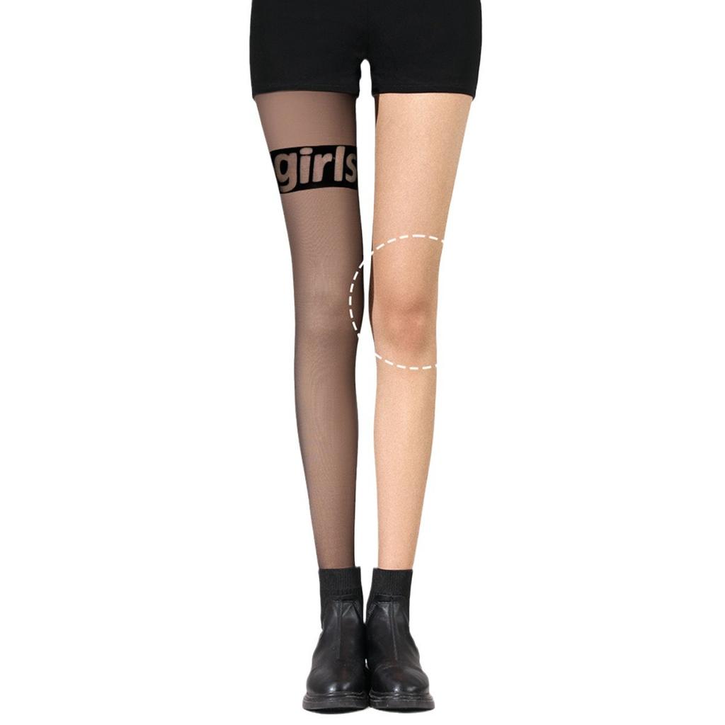 Flocking letter stockings women's sexy stockings summer ultra-thin anti-hook silk bare legs black jumpsuit stockings