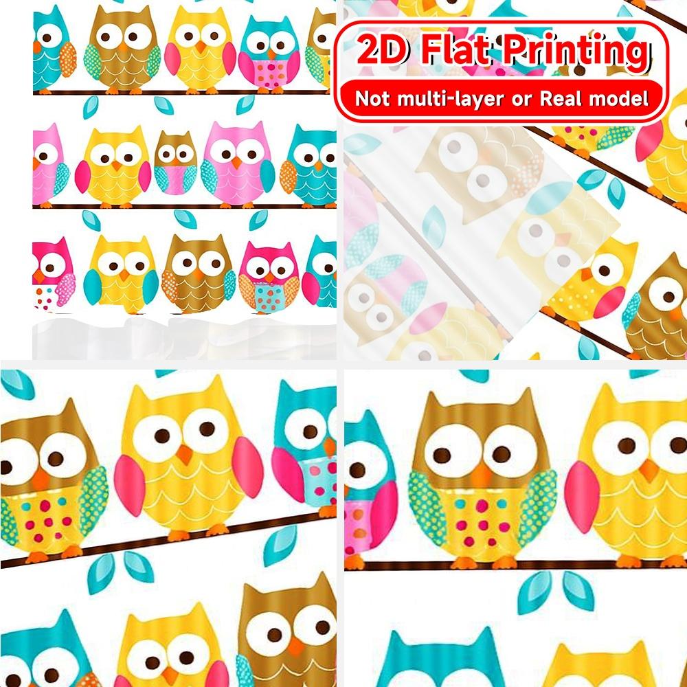 Thermal Flat Printing Curtains Without Rod Owls Parade Holiday Durable Polyester Curtain Set Of 2 Minimalist Made Washable