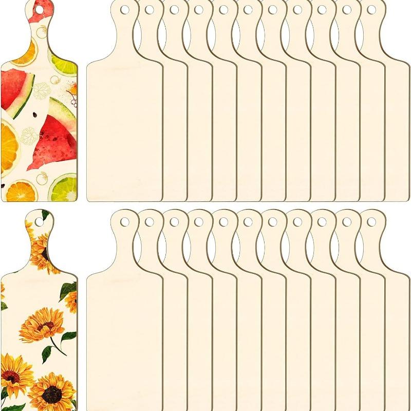 12PCS DIY Mini Wooden Cutting Board Graffiti Handmade Wooden Crafts Christmas Family Party Decoration