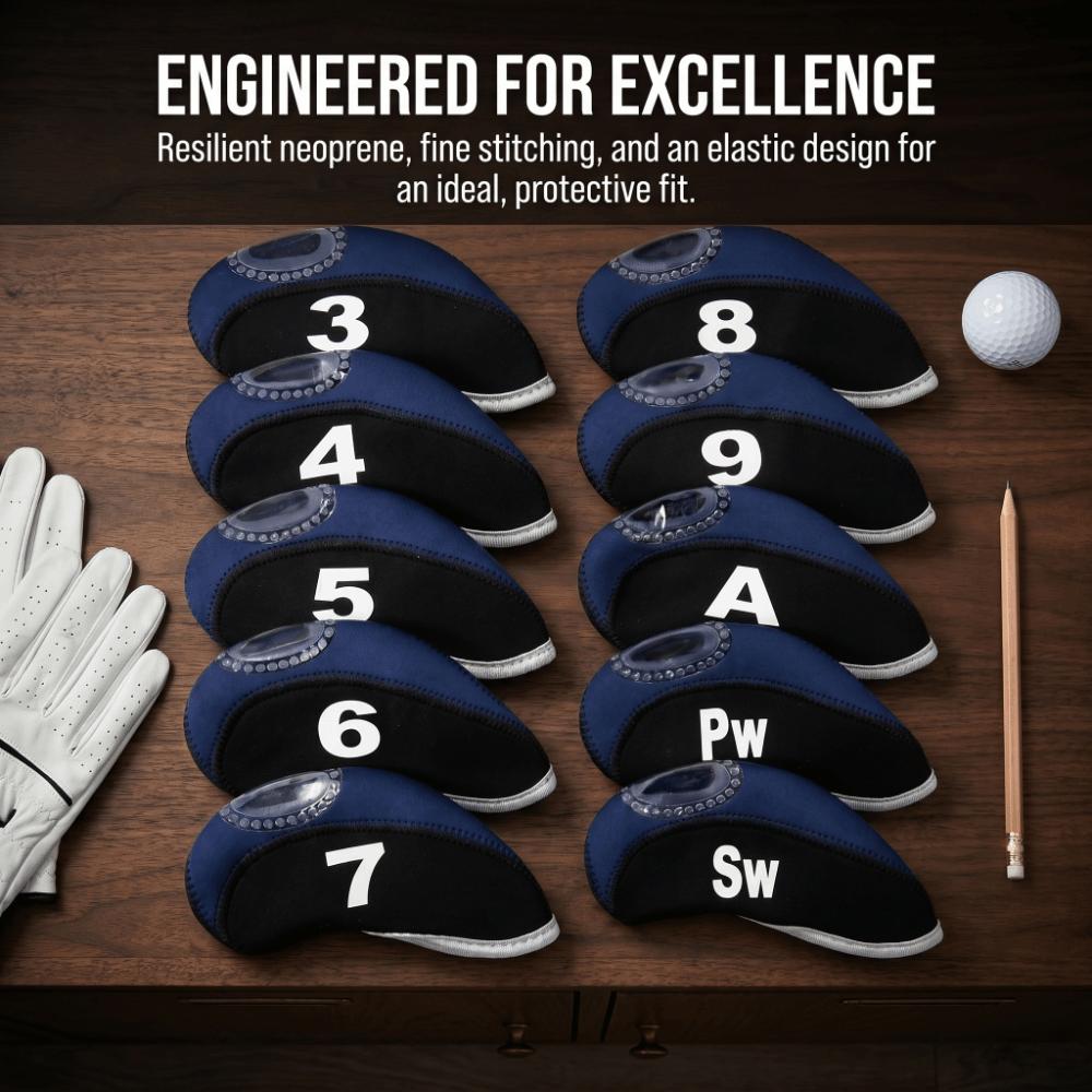 10pcs Neoprene Golf Club Head Covers Shockproof Golf Club Head Protector  Golfing Accessory