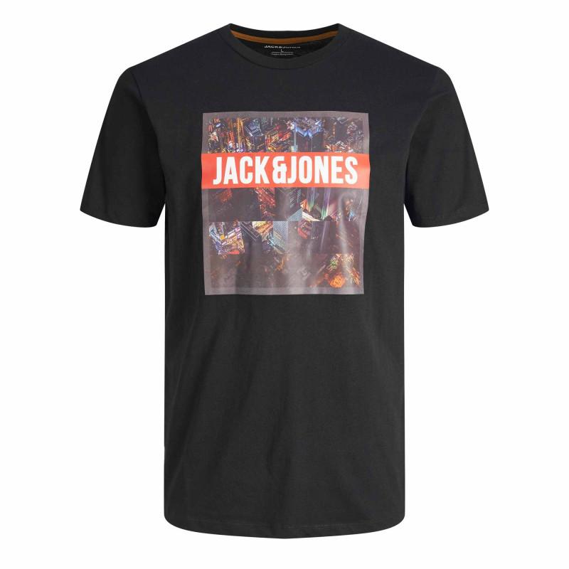 

Мужская хлопковая футболка с флокированным принтом и короткими рукавами JACK & JONES