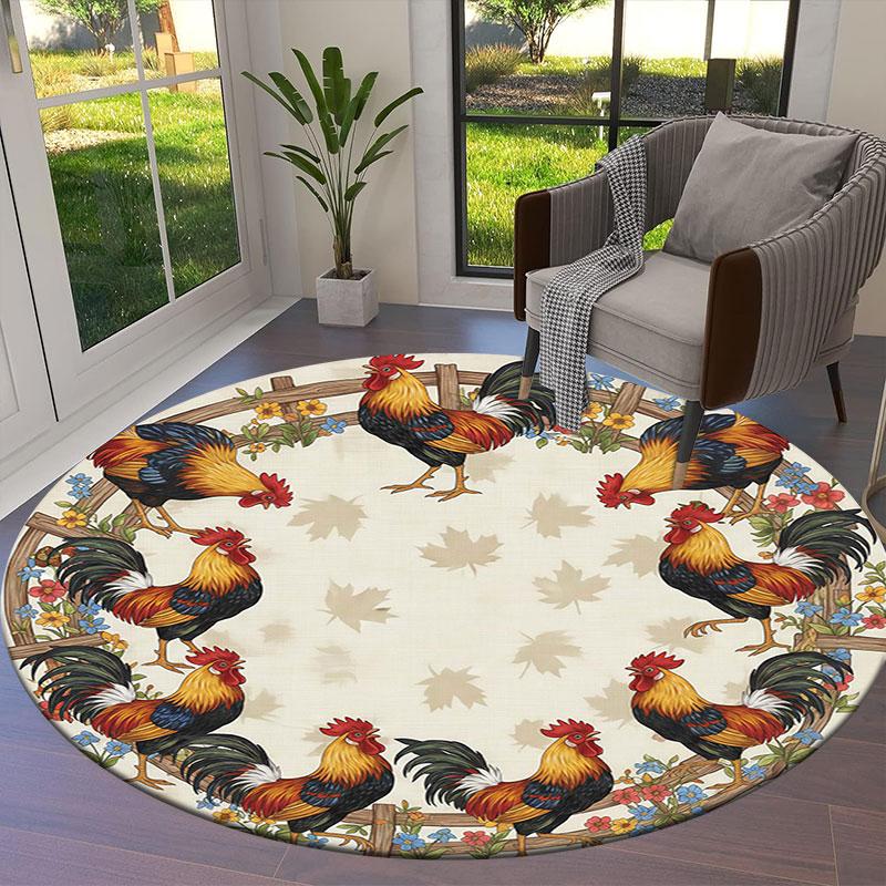Farmanimals Round Area Rug,Carpet Rug for Living Room Bedroom Sofa Playroom Decor,Non slip Floor Mat