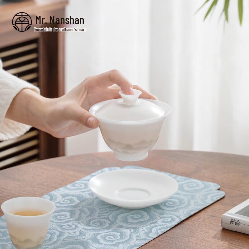 White Porcelain Sancai Gaiwan for Gongfu Tea