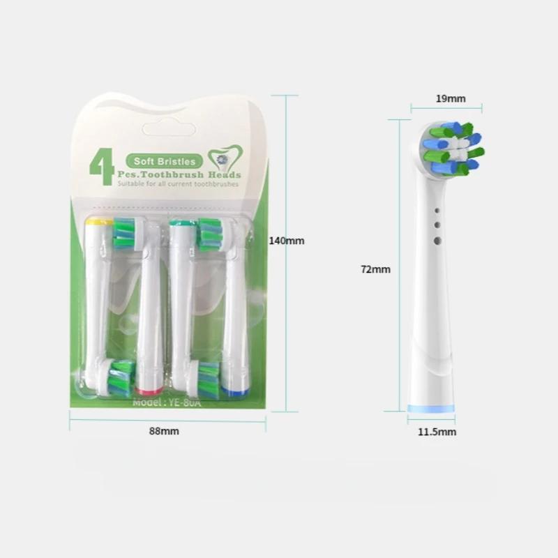 4 buc. capete de perie de schimb pentru periuța de dinți electrică universală Oral-B Fit Advance Power/Pro Health Vitality Precision Clean