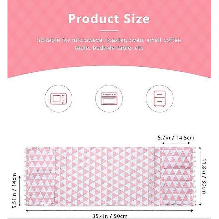 30x90ccm Microwave Oven Cover Dustproof Cotton Machine Protector Decorative Kitchen Appliance Cover with Side Storage Pockets
