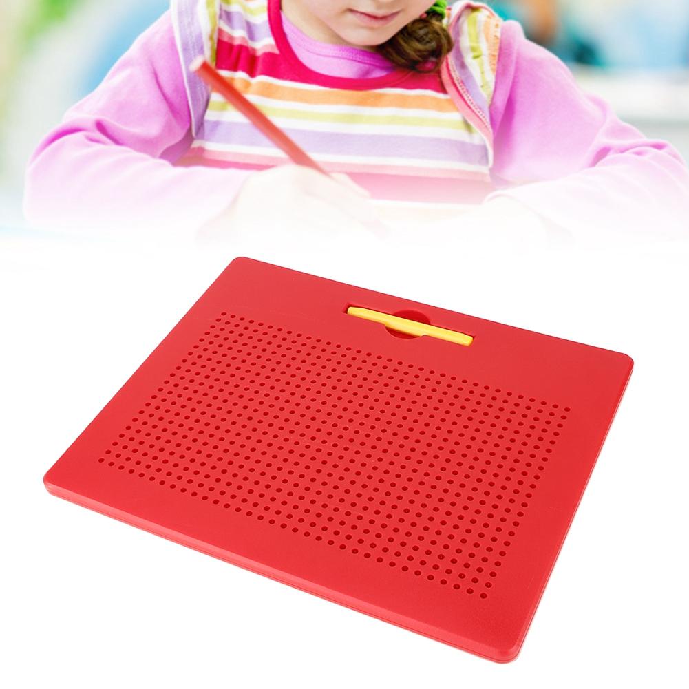 714pcs Magnetic Beads Drawing Writing Pad Sketch Board with Pen Kids Educational Toys (Red)