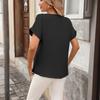 Women's Fashion Casual Short Sleeve Shirt V Neck Blouse Lightweight Loose Fit Top for Everyday Wear and Office
