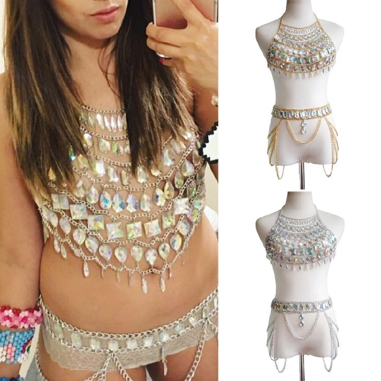 Simple Rhinestone Body Chain Crystal Bikini Bra Body Chain Jewelry Sexy Chain