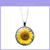 Vintage Sunflower Jewelry Set With Alloy Pendant Chain Earrings For Women