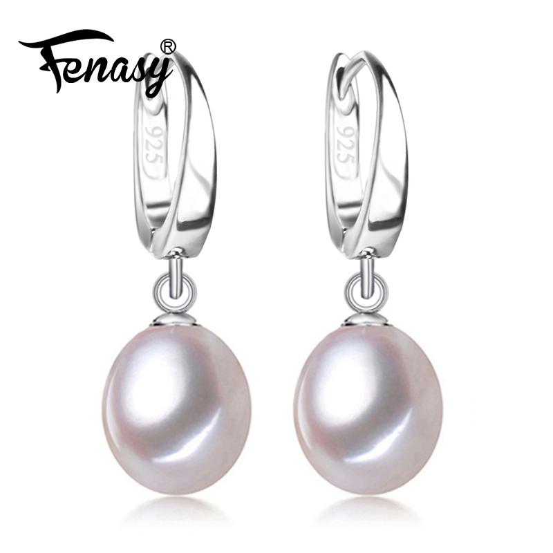 Natural Freshwater Pearl Earrings For Women Fashion Party CZ Silver Color Female Drop Earrings Fine Jewelry белый
