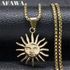 Witchcraft Retro Sun Goddess Necklace for Women/Men Stainless Steel Gold Color Vintage Necklaces Jewerly Collar Mujer NHH16S02