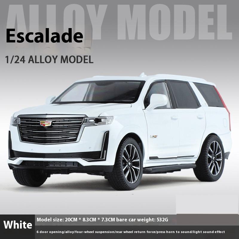 1:24 Cadillac Escalade SUV Alloy Car Die-cast Metal Model Business Car Sound and Light Desktop Collection Decoration Gift Boy Display Ornaments
