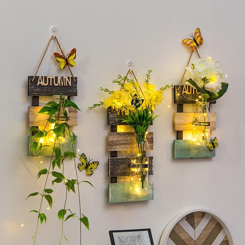 Wall Decoration Ins Style Wall Lamp Nordic Originality Plant Butterfly Background Home Decor Wall Lights Vase Lamp for Bedroom