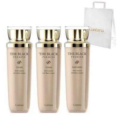 Coreana The Black Premier Toner 140ml 2 Stück + Emulsion 140ml + Einkaufstasche