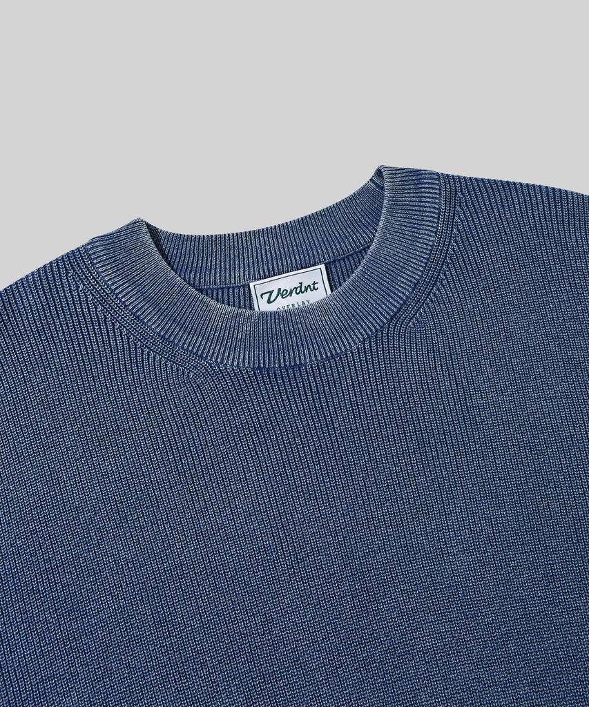 Beodeonteu Pigment Washed Round Neck Knit [Blue]