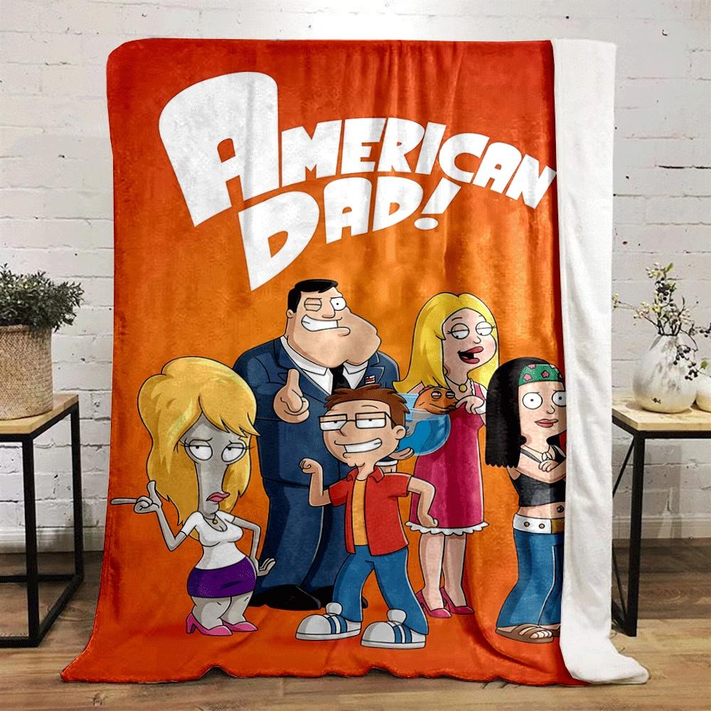 Animated Characters with Various Poses and Orange Background. for All Seasons Blanket Lunch Break Throw Gift
