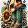 1000pcs Western Boots & Hats Jigsaw Puzzle - Rectangular Suitable for, Challenging Brain for, Wedding Gifts, Portable Western-Themed Puzzle Game for L