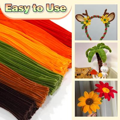 600/900 Stück Thanksgiving-Pfeifenreiniger, Pompons Pfeifenreiniger Bastelartikel für DIY Kunst- und Bastelprojekte Kreatives Geschenk