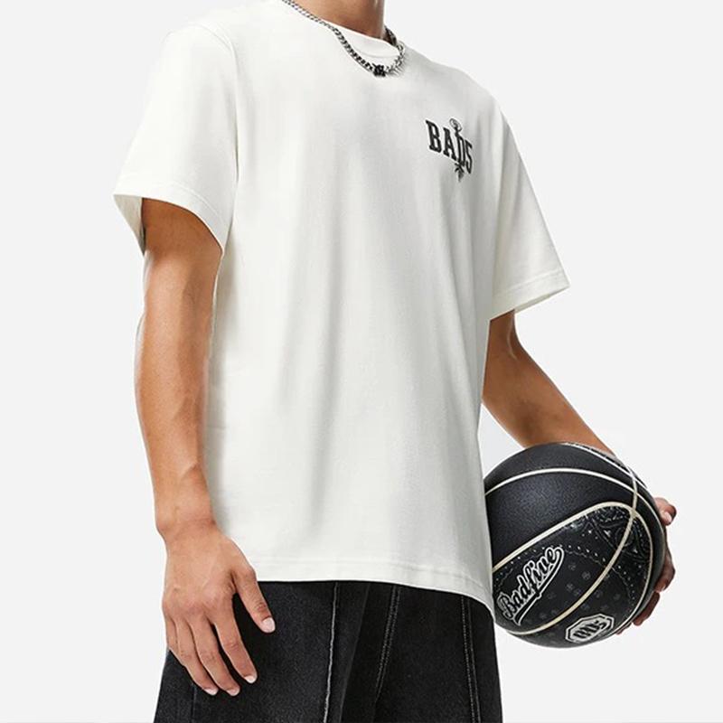 Li-Ning Badfive Series Loose Round Neck Short Sleeve T-Shirt With Back Print Unisex Tops Off-White AHST511-1
