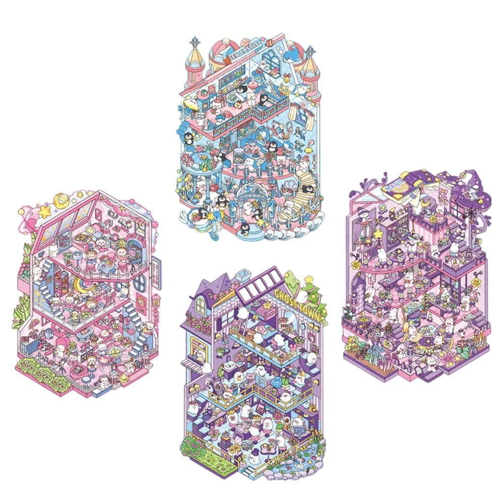 PET 3D Landscape Sticker Capybara Miniature Scene Collage Cartoon DIY Cabin Scene Sticker Gift