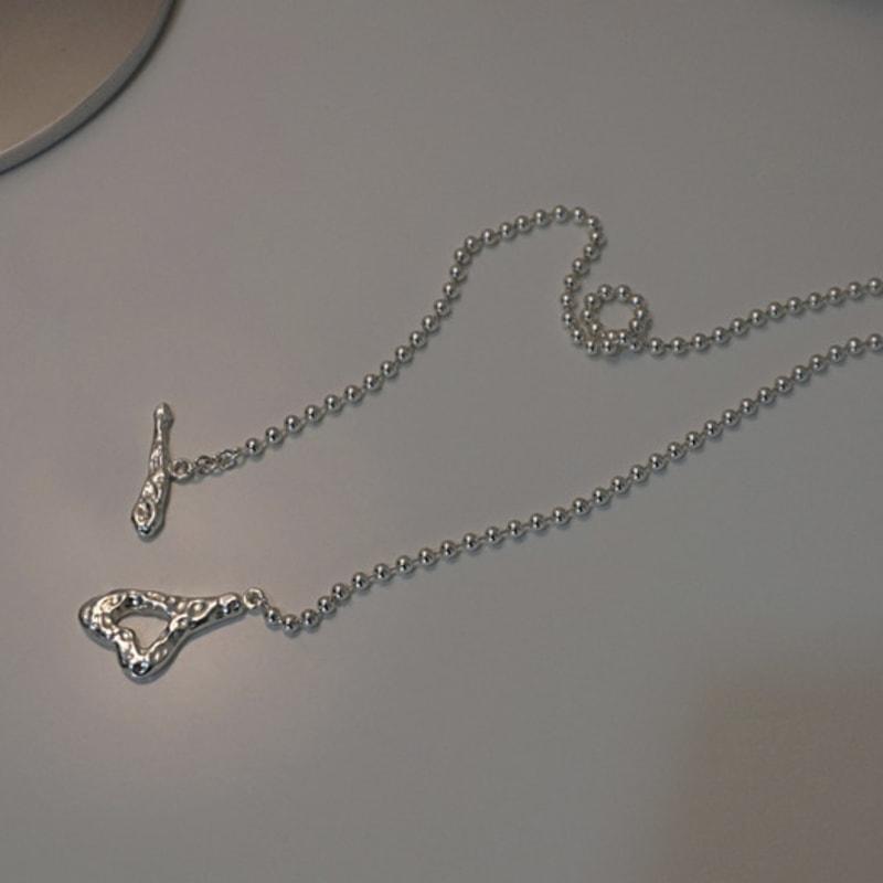 LAYOVV [Silver925] Heart Toggle Silver Ball Choker Necklace