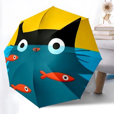 1pc Cat Fish Automatic Open/close Umbrella, 8-Rib Sturdy Structure, Portable Travel Umbrella, Parties, Everyday Use, Outdoor Accessory, Arti