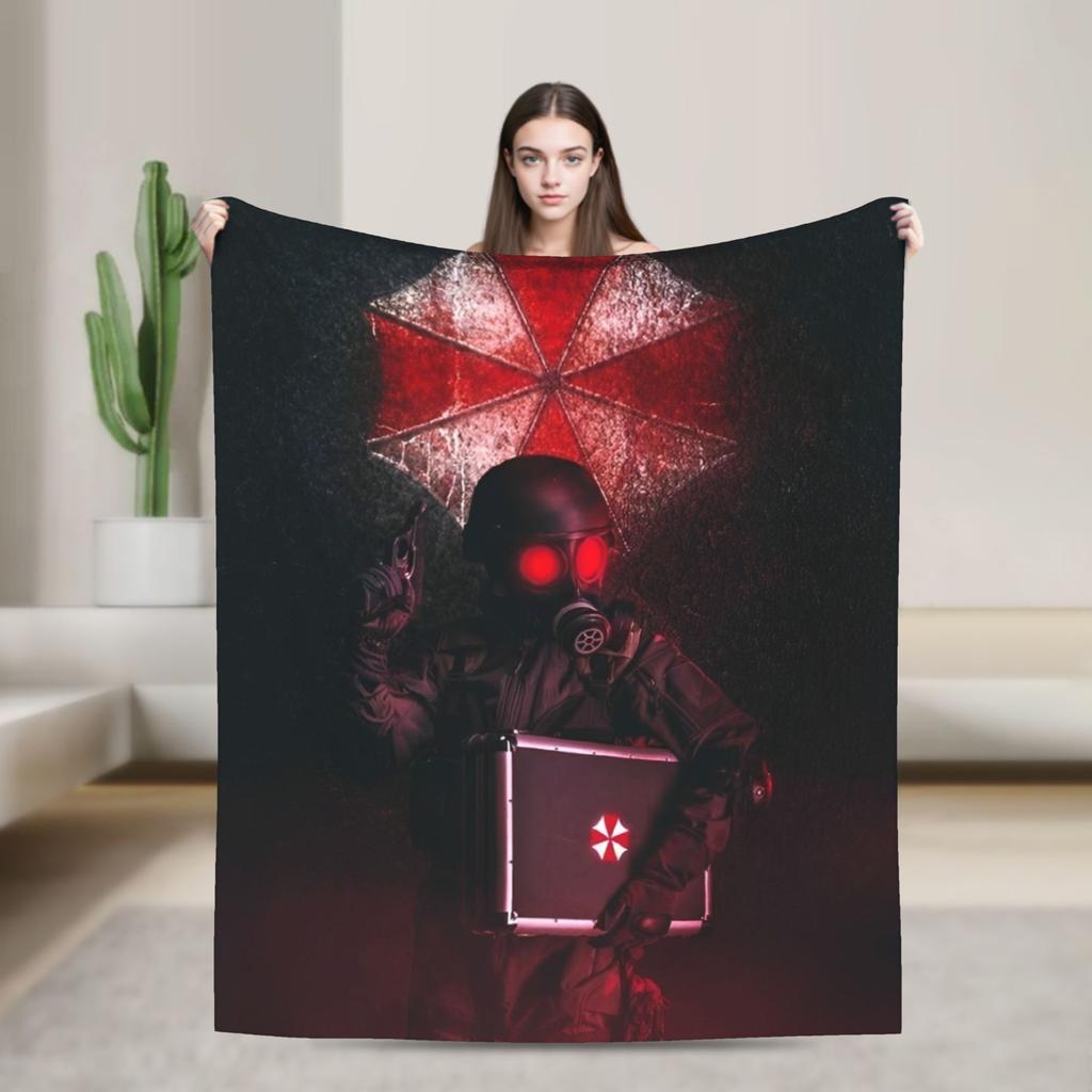 Leon Kennedy Resident 4 Remake Blankets Fleece Video Game Eviled Super Warm Throw Blankets for Bedroom Sofa Bed Rug