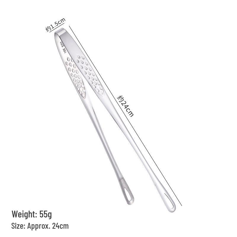 304 Stainless Steel Food-Grade BBQ Tongs for Grilling, Buffet, Bread, and Strawberries