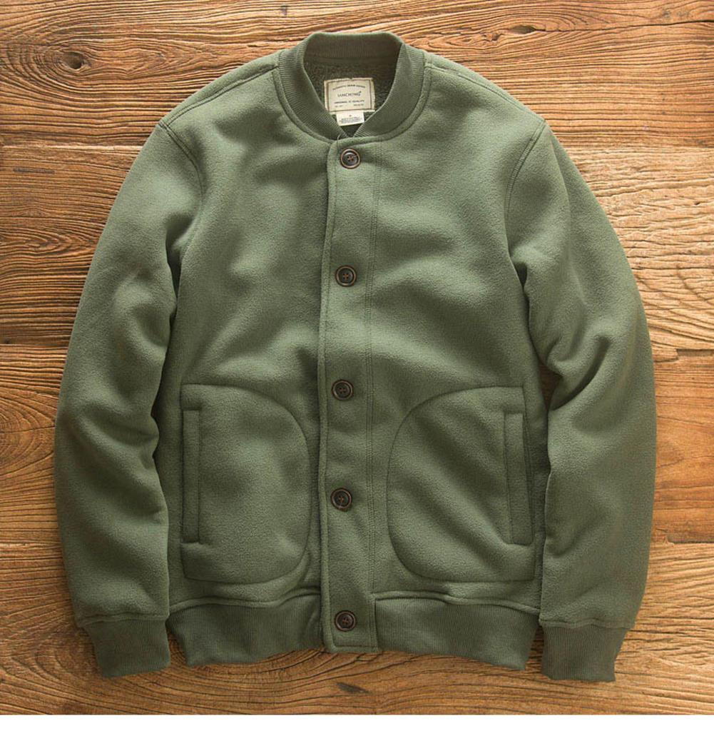 AmeKaji Herren Dicke Fleece Baseballkragen Jacke für Herbst/Winter
