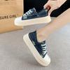 Fashion CRLAYDK Classic Canvas Shoes for Women Low Top Casual Lace Up Sneakers Ladies Fashion Platform Skateboard Sports Walking Tennis