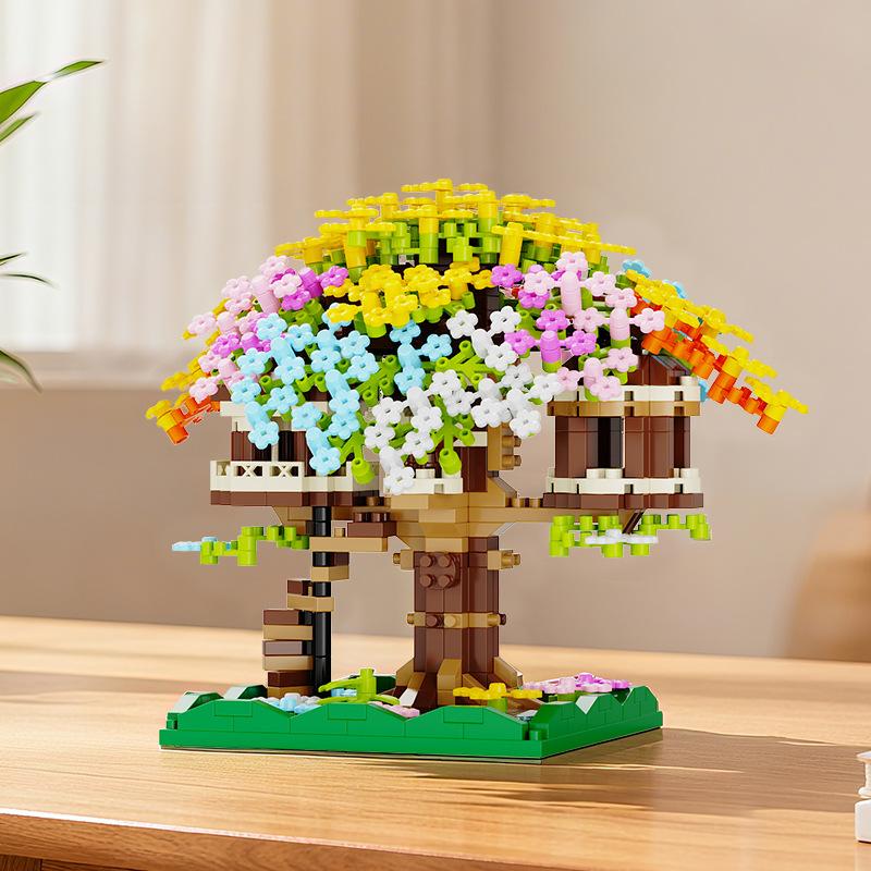 

Diy Sakura Tree Building Blocks Set Diy Cherry Blossom Bricks With Light Treehouse Model Ornament Romantic Gift For Girl Friend 4XL