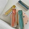 4 Piece Set Wheat Straw Wheat Straw Cutlery BPA Free Reusable Travel Tableware Set With Case Lightweight Eco Friendly Dinnerware