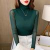 High Neck Mesh Base Shirt Women's Long Sleeved Slim Fit Lace Shirt Top T-shirt Women's Pullover Shirt