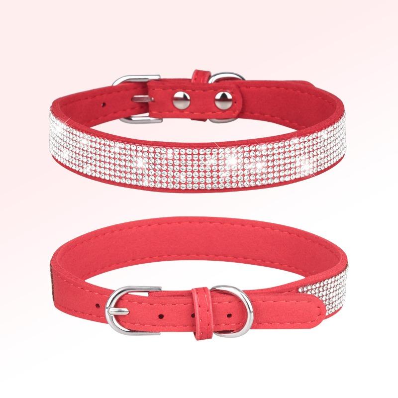 Pet Collar Rhinestone Dog Collar Lettering Nameplate Dog Neck Ring Anti-loss Removable Flower Cat Scarf