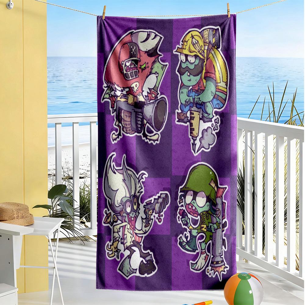 Plants Vs. Zombies Beach Towel High Absorbency & Quick-Dry Comfortable Lightweight