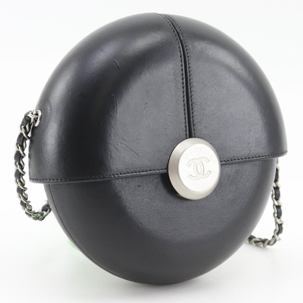 Chanel ChainShoulder Shoulder Bag Evening In the Air Black Leather Women Used