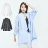 Breeze Jeogori — Jaqueta Camisa Hanbok Moderno Coreano | Blusa Leve Transparente de Verão | Azul Céu / Branco / Cinza