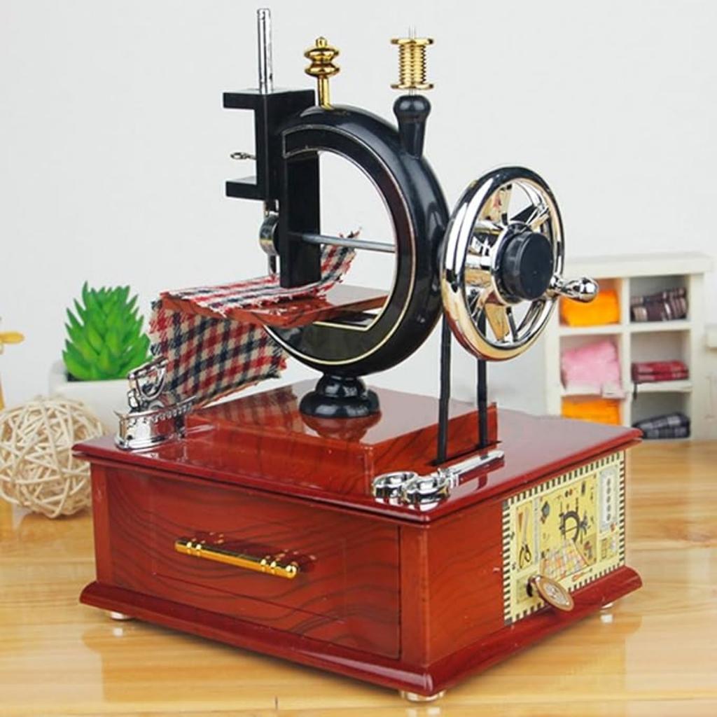 Cajas de Música de Madera Cajón Funcional Exquisitas Decorativas Como Cajas de Música de Máquina de Coser para Cumpleaños