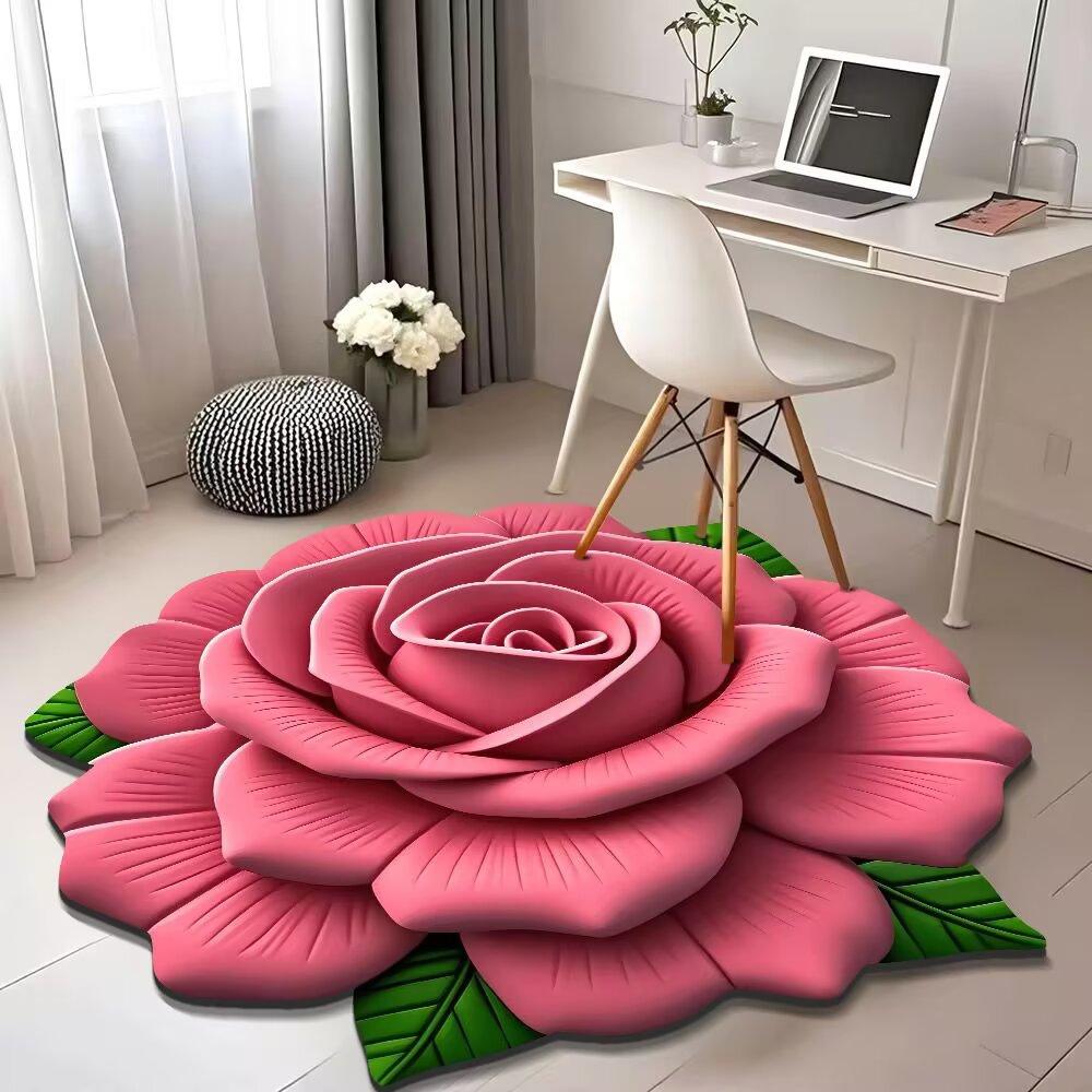 Tapis de sol floral en peluche Absorbant Terre de diatomée Tapis de sol Antidérapant Motif floral 3D Tapis pour chambre Entrée Cuisine