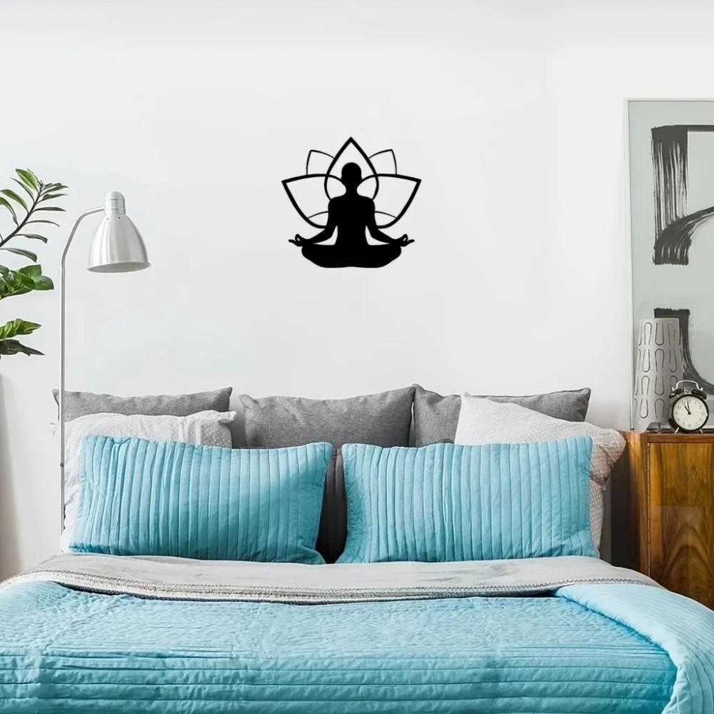 1 шт. Железный Арт-Цветок Лотоса Сидящий Человек Настенный Декор - Изысканная — фото 4