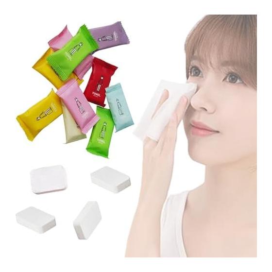 Compressed Towel, Disposable Face Towel, Travel, Disaster Prevention, Compressed, Individually Wrapped, Thick Type, Set of 14, 24 x 30cm, Portable,