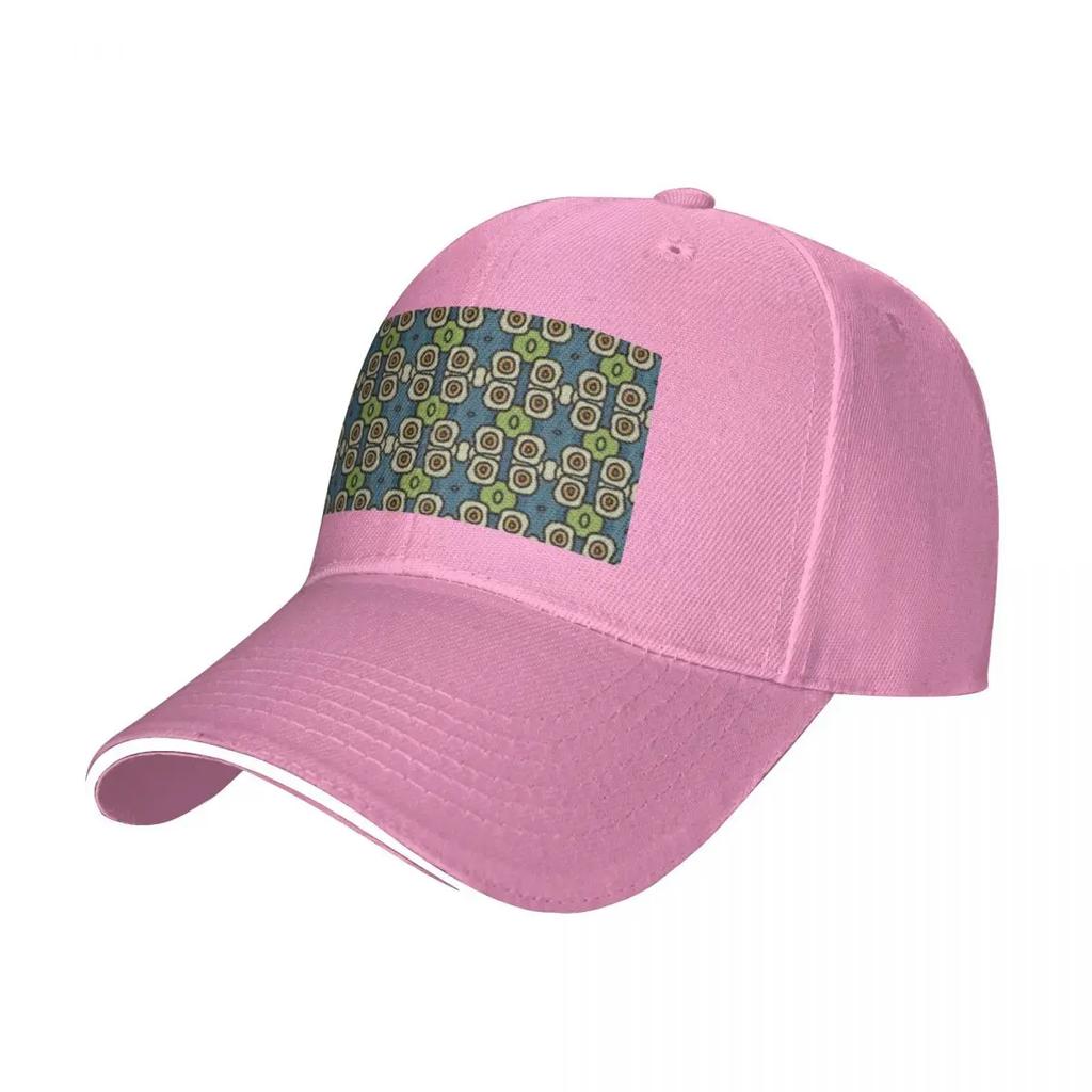 ALIEN EYES RETRO PATTERN IN BLUE GREEN AND LIGHT GREEN A Baseball Caps Hat