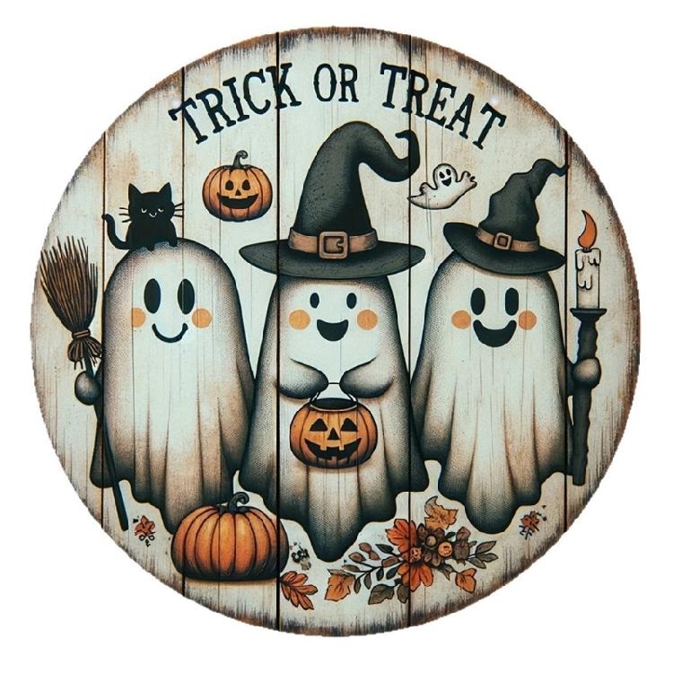 Halloween Türschild Dekoration Hängend Holz Wanddekoration Rustikal Haustür Hänger für Zuhause Zimmer Innen Außen Feiertag