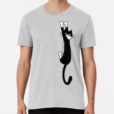 Gatto Bianco e Nero Appeso | Divertente Maglietta Smoking S-5XL Migliore Maglietta