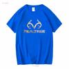 T-shirt Unisex Realtree 100% Cotone Nera Con Logo Mimetico Scegli Taglia Lavaggio Vintage Elegante Leggermente Casual Moda