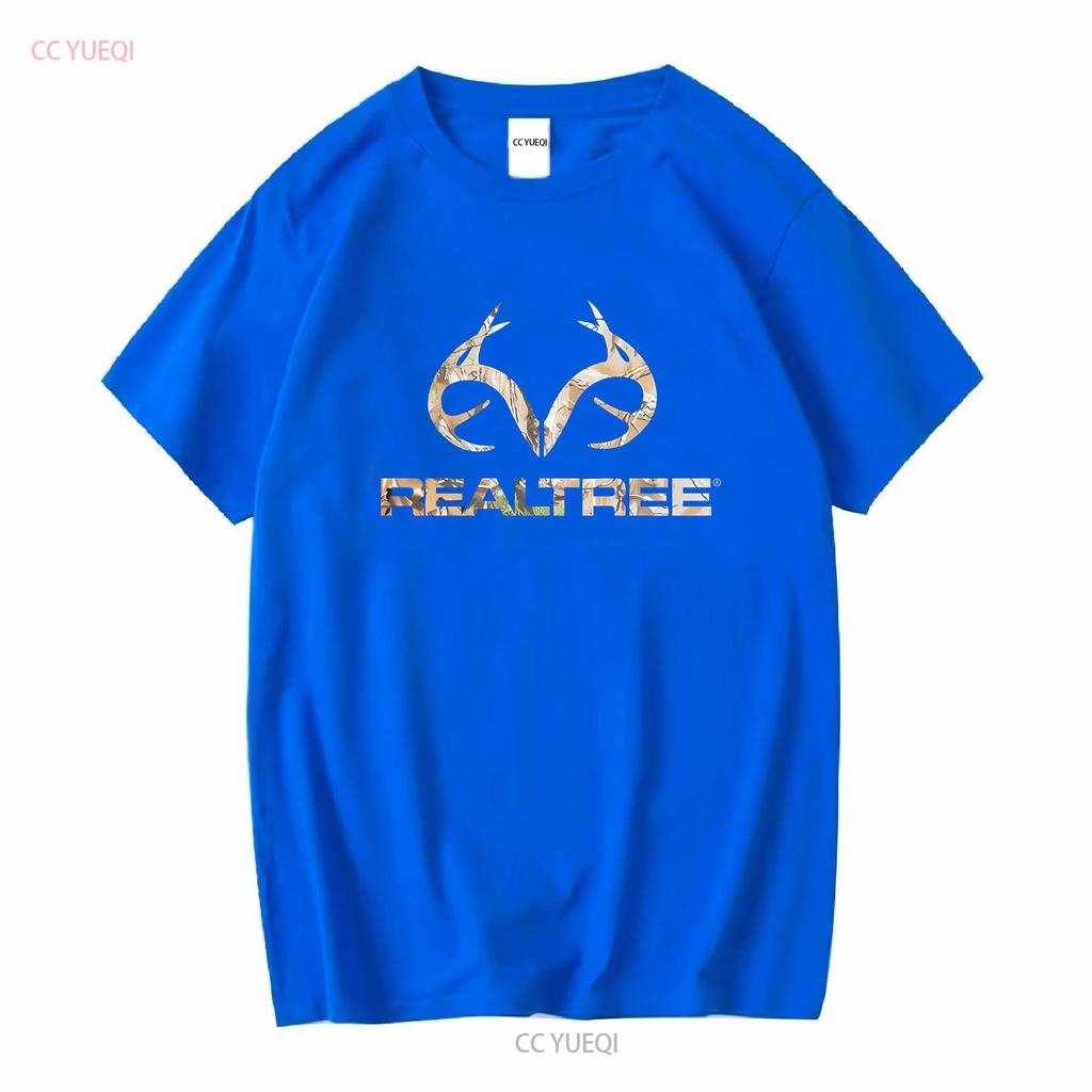 T-shirt Unisex Realtree 100% Cotone Nera Con Logo Mimetico Scegli Taglia Lavaggio Vintage Elegante Leggermente Casual Moda