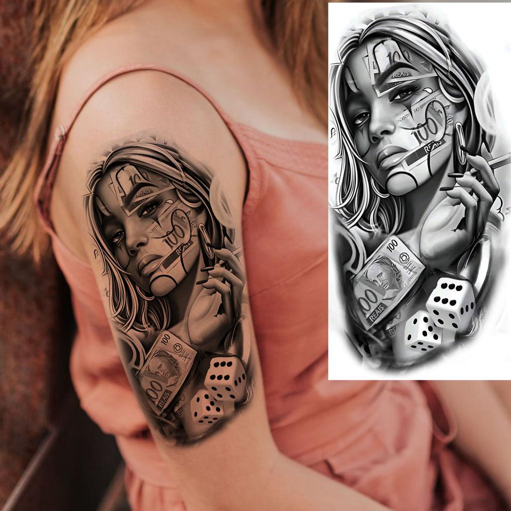 1 Sheet Full Arm Robber Gangster Temporary Tattoos For Men Women Waterproof  Tatoo Sleeve Realistic Bad Guy Fake Tattoos Sticker