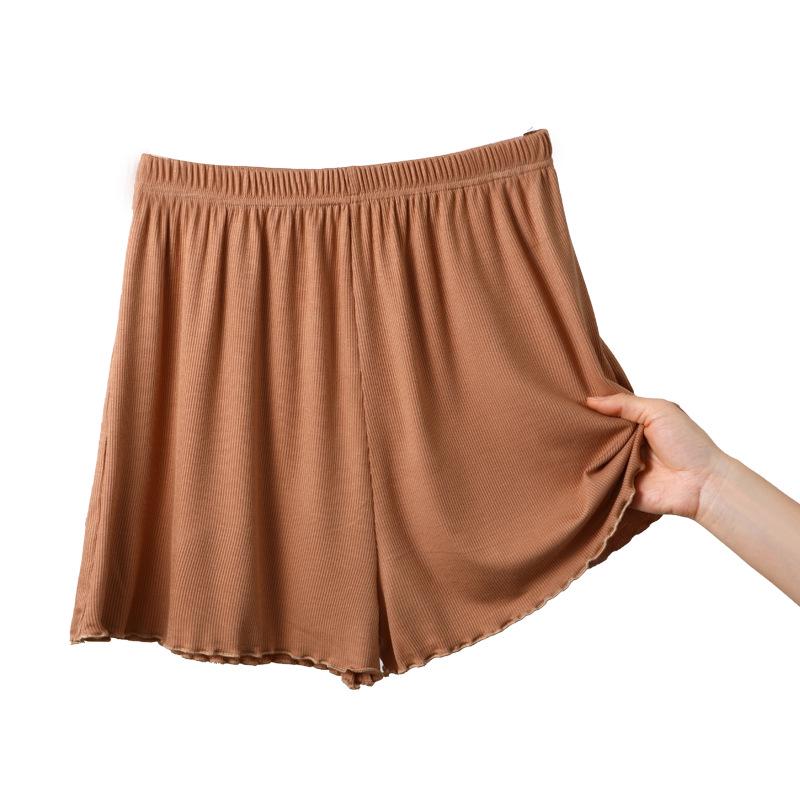 Damen High Waist Bambus Baumwolle Rüschenshorts - Übergröße, Lässig, Weites Bein, Sommerbekleidung