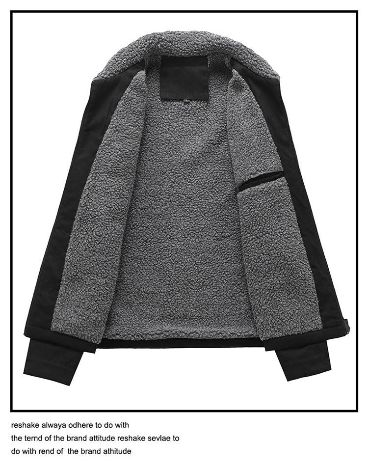 Suede Velvet Men's Lamb Wool Jacket - Thickened Autumn/Winter Coat for Middle-Aged and Elderly