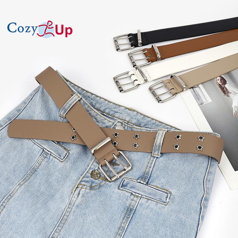 Punk Double Exhaust Eye Hollow Decorative Wide Belt Female